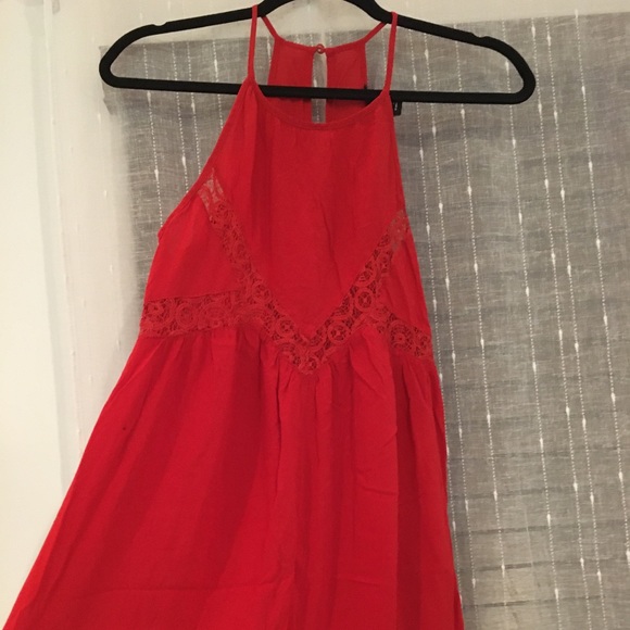 Forever 21 Dresses & Skirts - Red Sun Dress with Cute Lace Detailing!